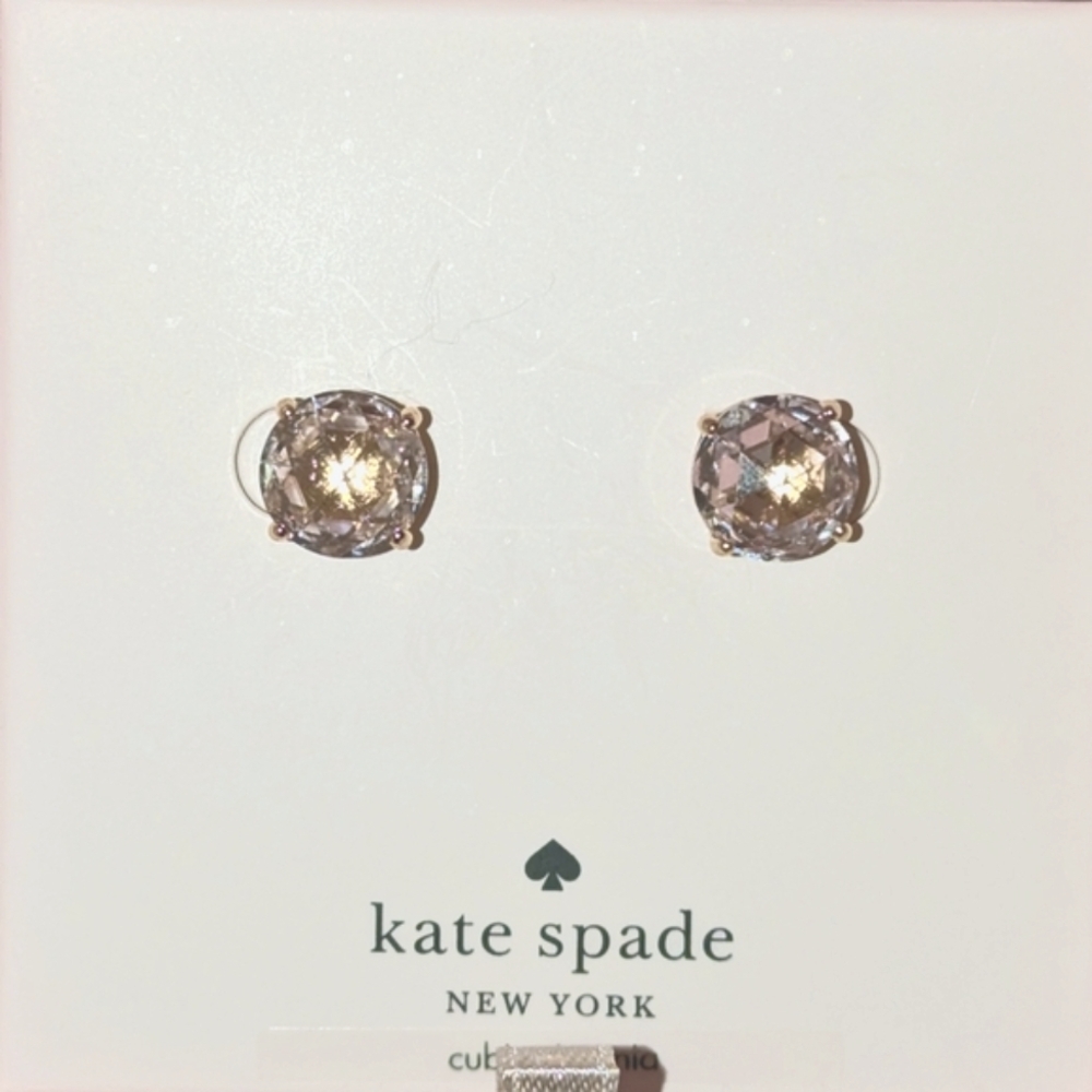 Kate Spade Bright Ideas Studs with pouch -clear/gold